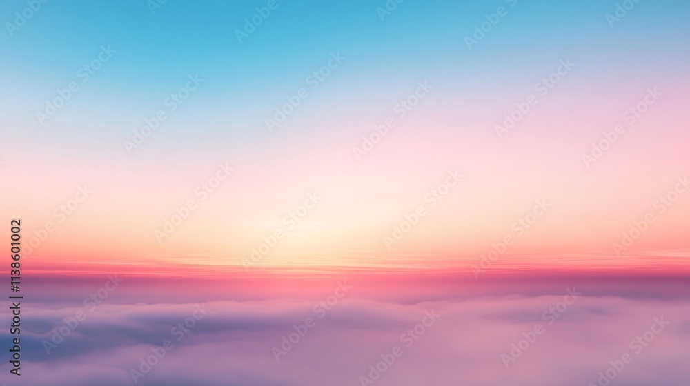 Fototapeta premium Pink and Blue Sunset Over Foggy Landscape