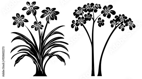 Euphorbia plants with milky sap for rubber production, Plant Vector Graphic