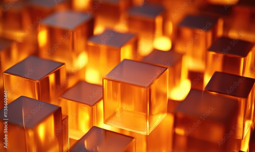 A close up of a bunch of cubes with a yellowish tint A close up of a bunch of cubes with a yellowish tint