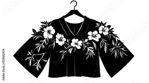 Floral lei draped over graduation gown on hanger, Plant Vector Graphic
