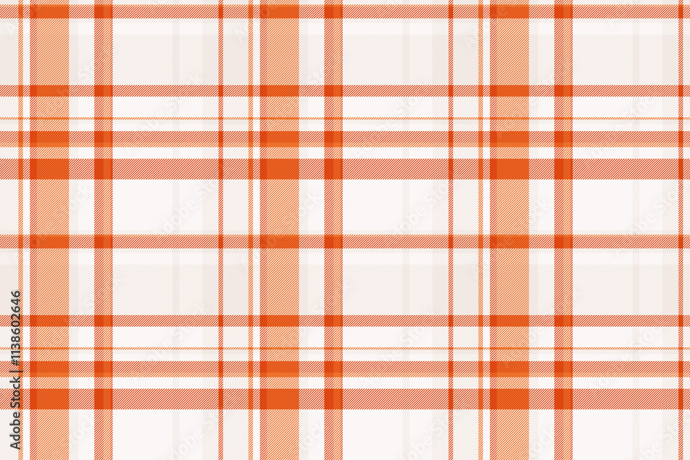 Fototapeta premium Blanket check seamless plaid, group textile texture tartan. Internet fabric background vector pattern in orange and snow colors.