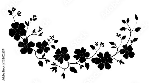 Flower necklace composed of small blooms strung together into a continuous chain, Plant Vector Graphic