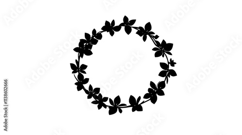 A flower ring composed of real blossoms woven together into a circular design, Plant Vector Graphic