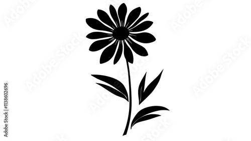 Flower with long central stalk and slender, blade-like surrounding parts, Plant Vector Graphic