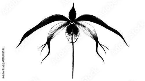 Ghost orchid seed pod developing after pollination, Plant Vector Graphic