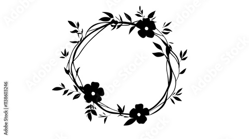 Handmade flower crown with uneven stems tied together in a full circle, Plant Vector Graphic