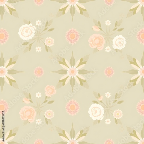 Wallpaper Mural Pastel Floral Seamless Pattern  Torontodigital.ca