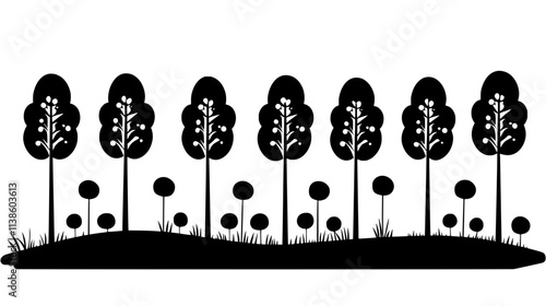 Hybrid poplar plantation with evenly spaced rows, Plant Vector Graphic