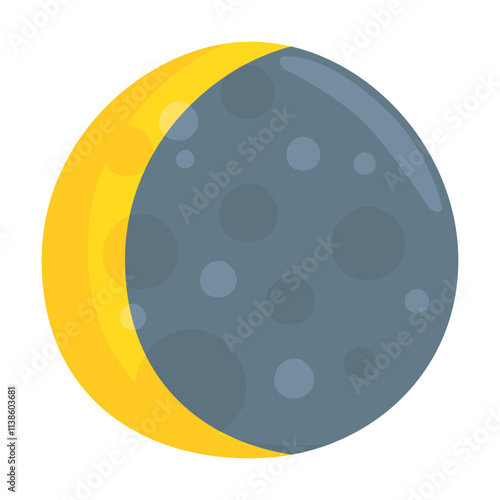 Waning Crescent Moon Emoji Icon Illustration. Phases of the Moon Vector Symbol Emoticon Design Doodle Vector.