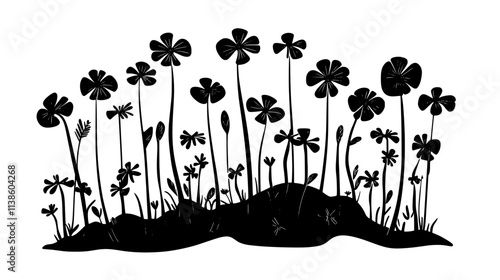 Liverworts growing on damp soil in a tropical rainforest, Plant Vector Graphic