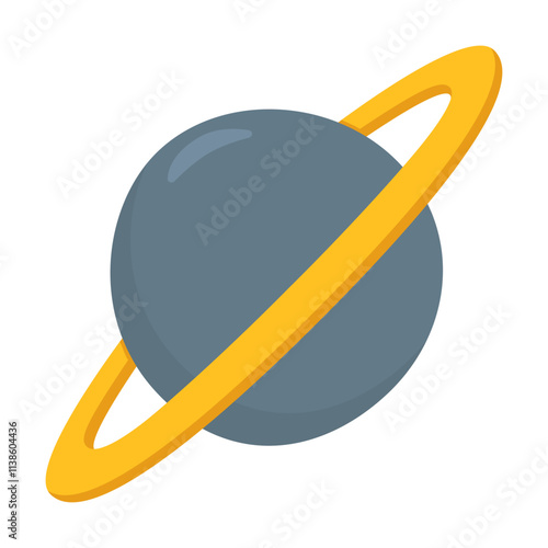 Ringed Planet Emoji Icon Illustration. Astronomy Vector Symbol Emoticon Design Doodle Vector.