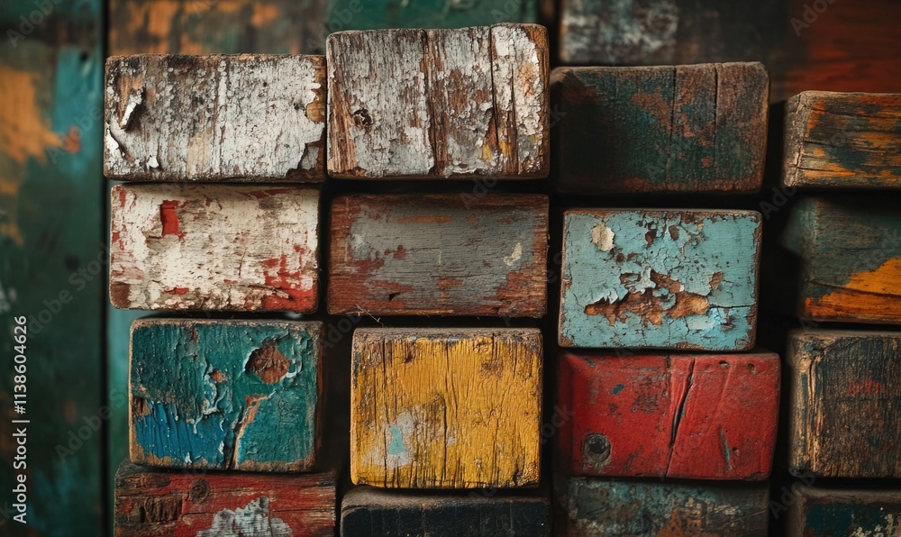 A stack of wood with different colors and sizes A stack of wood with different colors and sizes