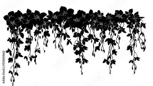 Orchids placed in a cascading bouquet, stems arranged in an elegant arc, Plant Vector Graphic