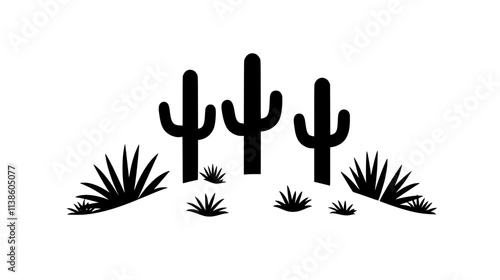 Peyote cactus growing in desert ceremonial grounds, Plant Vector Graphic