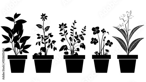 A row of flowering plants in a garden, known for attracting pollinators, Plant Vector Graphic