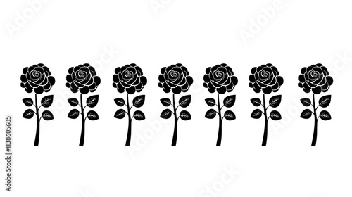 A row of pruned rose bushes neatly arranged in a formal garden, Plant Vector Graphic