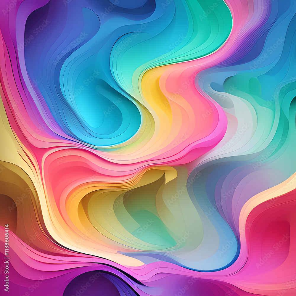 Fototapeta premium Liquid gradient mesh. Abstract wavy background. Color blend. Modern blurred texture. Liquid vibrant color flow. Template for posters, ad banners, brochures, flyers, covers, websites. 8k quality. gener
