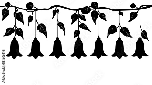 A stalk with multiple bell-shaped flowers hanging along its length, Plant Vector Graphic