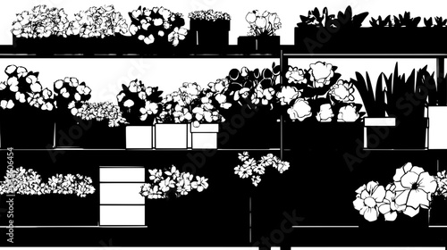 Stacks of boxed flowers arranged for shipment in a wholesale warehouse, Plant Vector Graphic