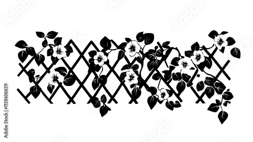 Sweet pea vines climbing up a trellis with delicate flowers, Plant Vector Graphic