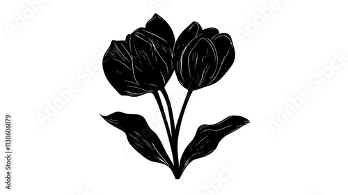 Tulip flower head viewed from above showing petal arrangement, Plant Vector Graphic
