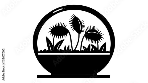 Venus flytrap in a terrarium with high humidity, Plant Vector Graphic
