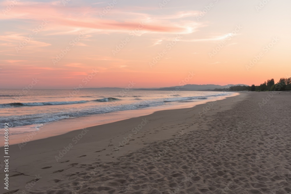 © RATTHA - Tranquil sunset scene on a sandy beach coastal region nature photography serene environment peaceful view coastal serenity © RATTHA - Tranquil sunset scene on a sandy beach coastal region nature photography serene environment peaceful view coastal serenity