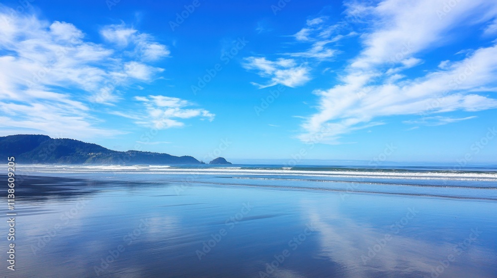 Tranquil Ocean Scene with Gentle Waves and Clear Blue Sky Reflection Tranquil Ocean Scene with Gentle Waves and Clear Blue Sky Reflection