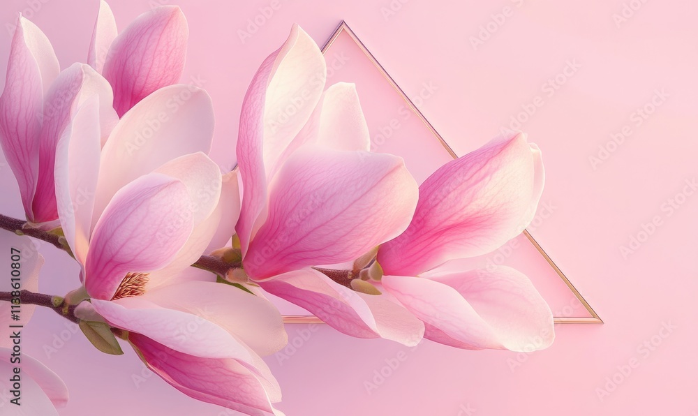Pink flowers with a gold frame Pink flowers with a gold frame