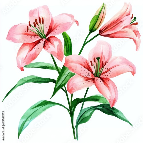 pink lily isolated on white