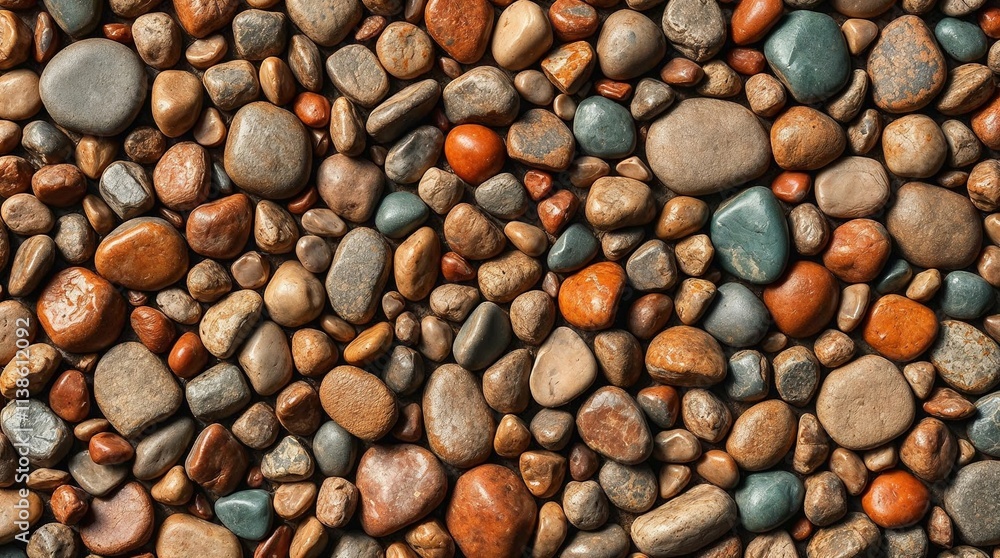 Colorful river stones texture with smooth, rounded pebbles Colorful river stones texture with smooth, rounded pebbles