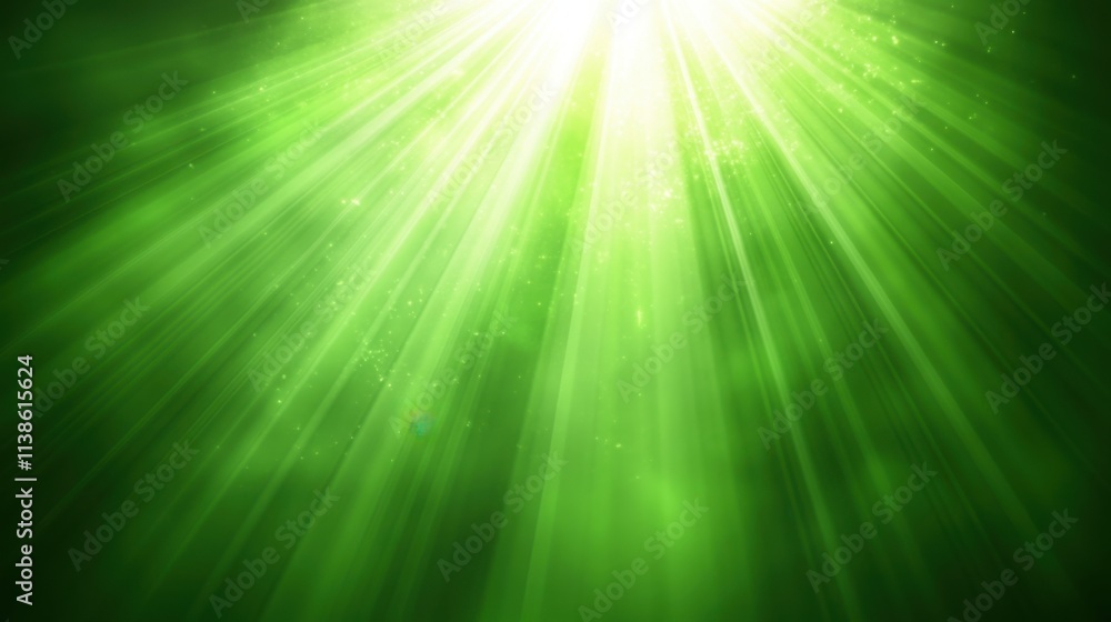 Obraz premium Bright Green Light Background with Radiant Rays and Soft Glow Effects