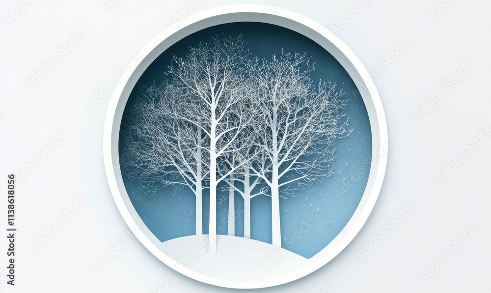 Obraz premium A blue and white circle with trees in it