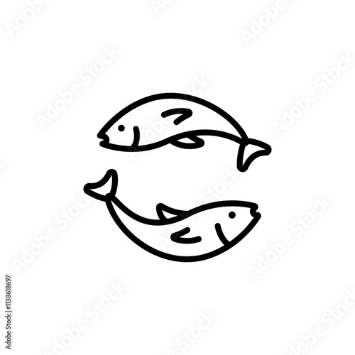Fish line icon. Seafood product sign, ocean fish cooking or culinary ingredient symbol. Best for menus of restaurants, cafes, bars and food courts