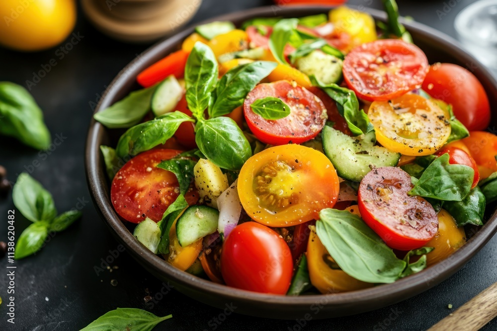Fresh Vegetable Salad with Colorful Ingredients Fresh Vegetable Salad with Colorful Ingredients