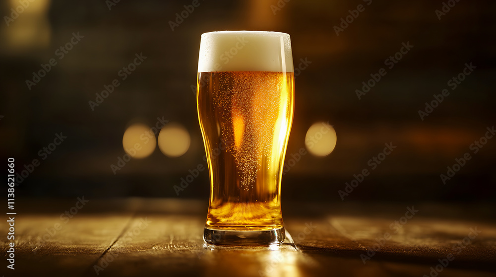 A glass of light beer. A glass of light beer.