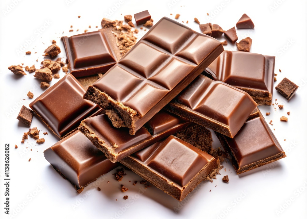 From above, a broken chocolate bar showcases its enticing texture and irresistible sweetness. From above, a broken chocolate bar showcases its enticing texture and irresistible sweetness.