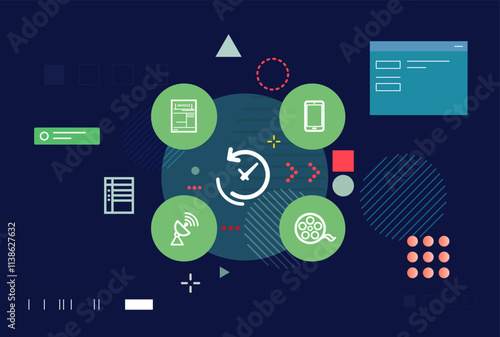 Timely Bill Payment and Recharge Services Abstract Illustration