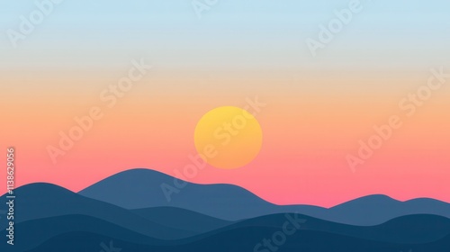 Serene Sunrise Over Rolling Hills with Soft Pastel Sky and Gentle Light