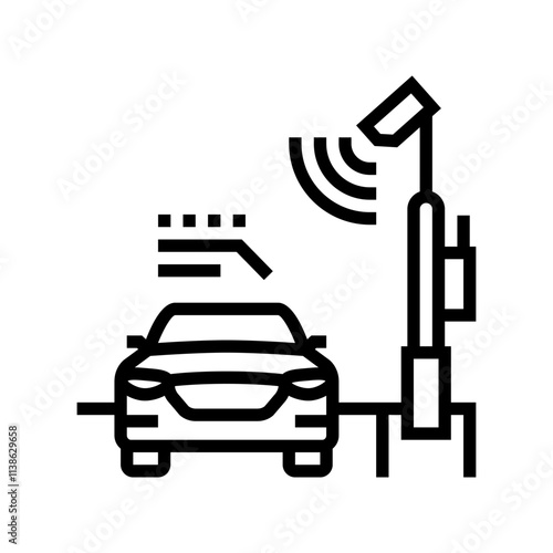 highway with sensors autonomous vehicle line icon vector. highway with sensors autonomous vehicle sign. isolated contour symbol black illustration
