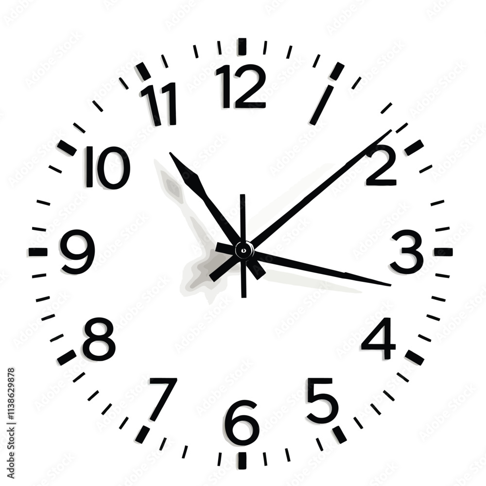 Simple and classic round analog wall clock vector isolated on white background Simple and classic round analog wall clock vector isolated on white background