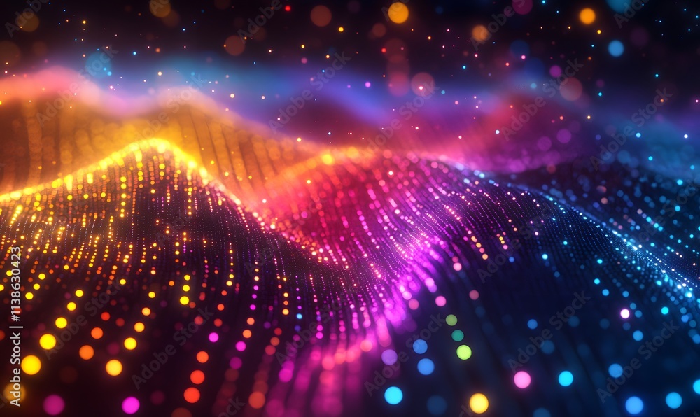 A visually striking image of a technology network grid with pulsating colored lights A visually striking image of a technology network grid with pulsating colored lights