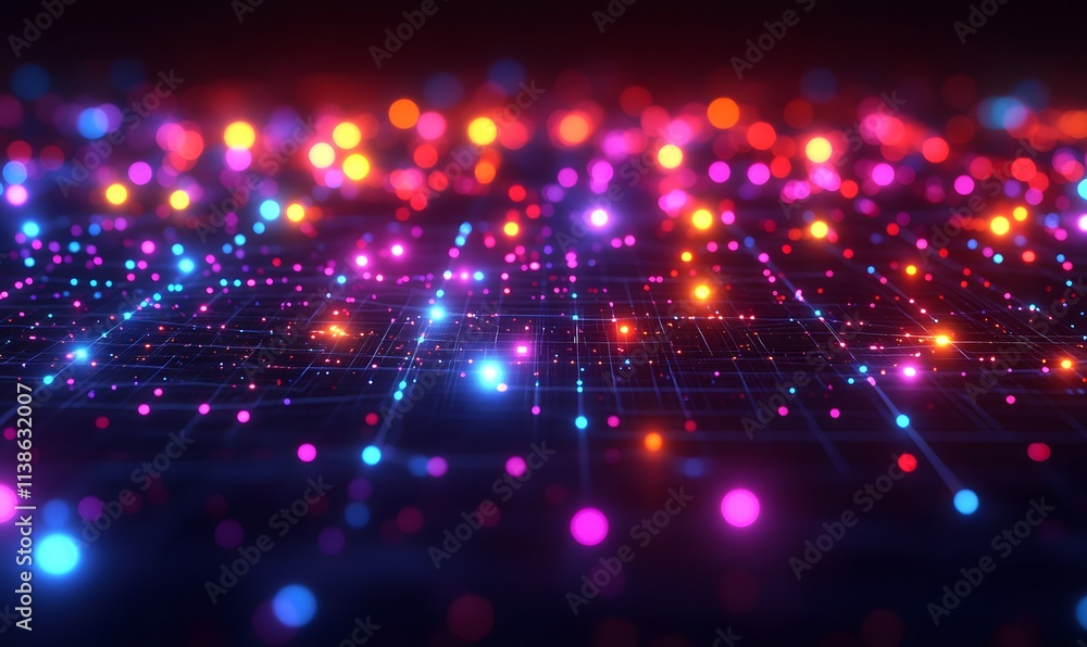 An abstract network grid where nodes and connections An abstract network grid where nodes and connections