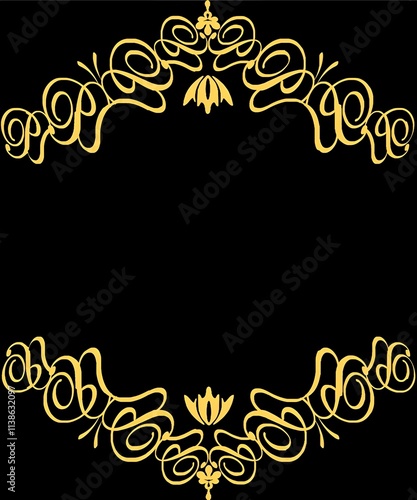 Black Background With Golden Border Frame