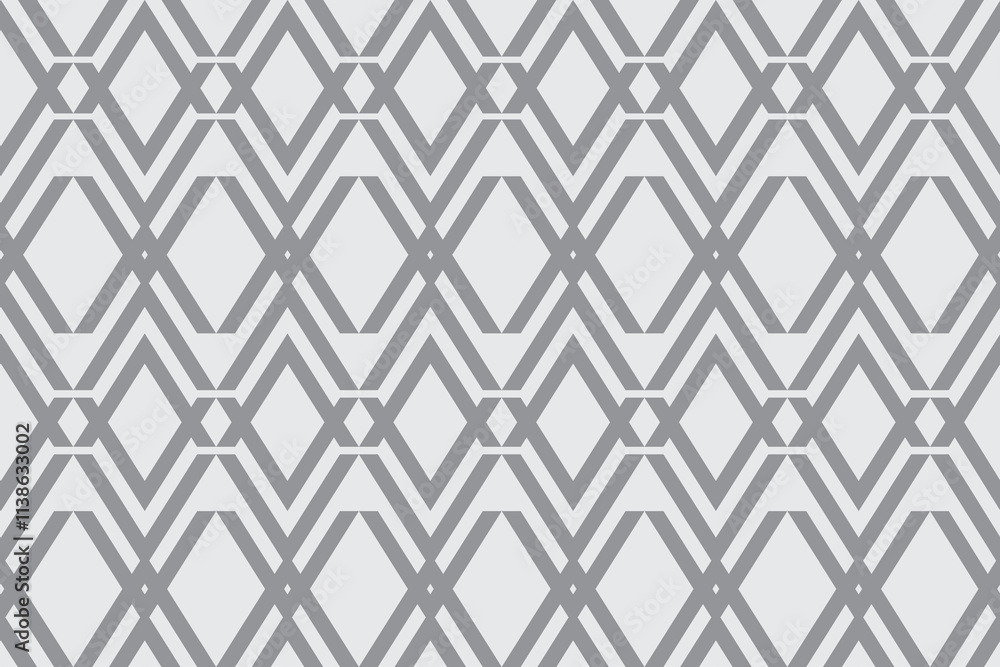 Fototapeta premium seamless pattern with shapes. Geometric Diamond Pattern in Gray and White with Interlocking Lines. Design for Carpet, wallpaper, clothing, wrapping, fabric, cover, textile.