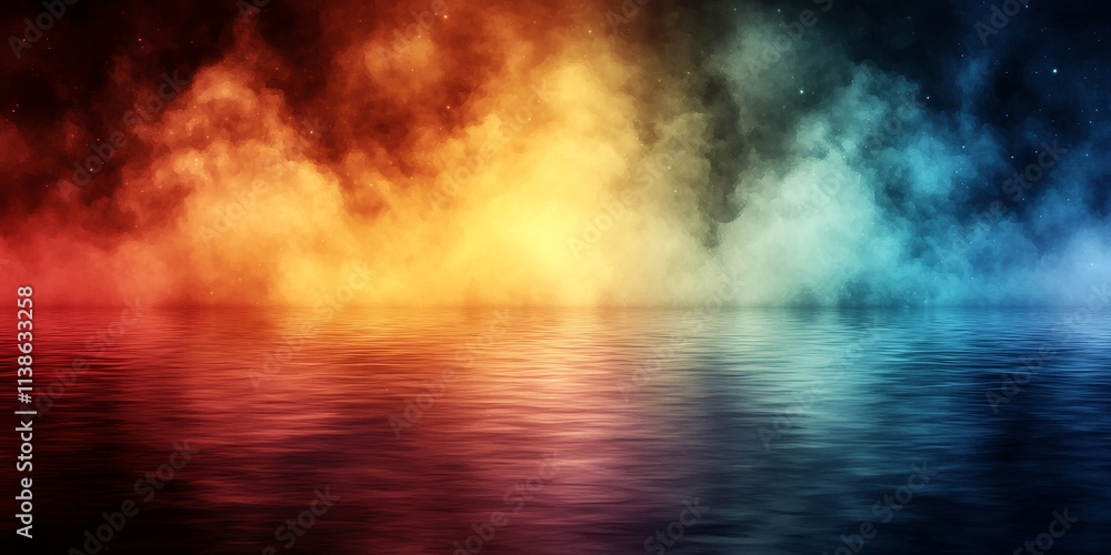 Naklejka premium Colorful Abstract Ocean Reflection at Sunset