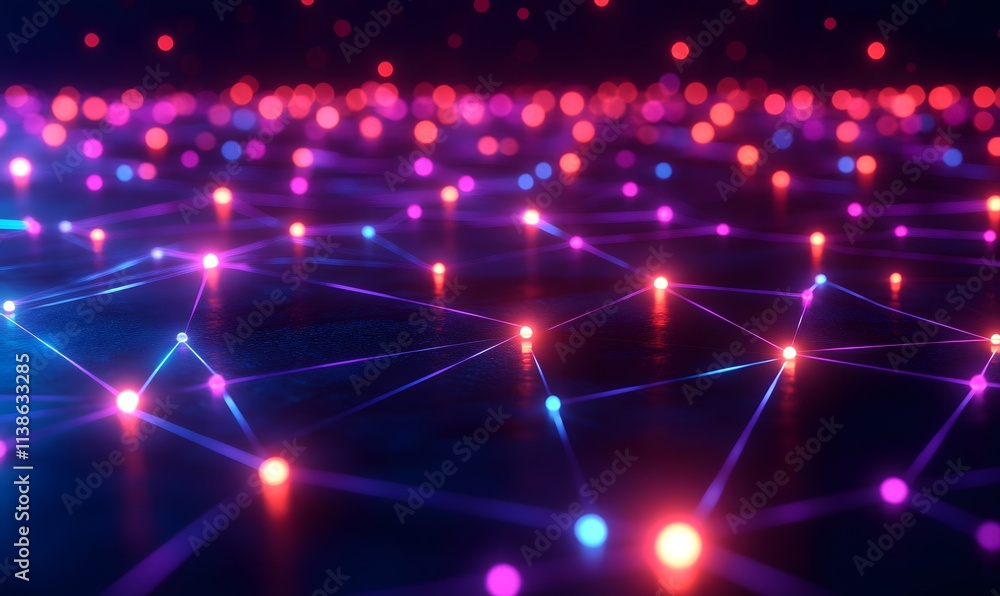 abstract grid illuminated with neon-colored lights abstract grid illuminated with neon-colored lights