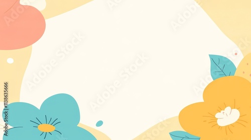 Red and blue flowers are highlighted against a bright yellow background, creating an energetic and striking pattern.