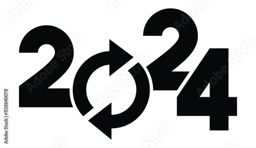 2024 year rewind isolated on black background. Creative design.	