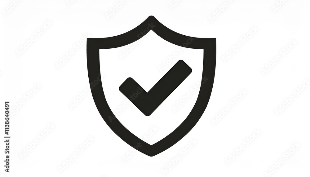 Black Shield Icon with Checkmark Symbolizing Security, Protection, Verification, Trust, and Safety. Concept of Cybersecurity, Data Protection, Compliance, Approval, and Online Trust Solutions Black Shield Icon with Checkmark Symbolizing Security, Protection, Verification, Trust, and Safety. Concept of Cybersecurity, Data Protection, Compliance, Approval, and Online Trust Solutions